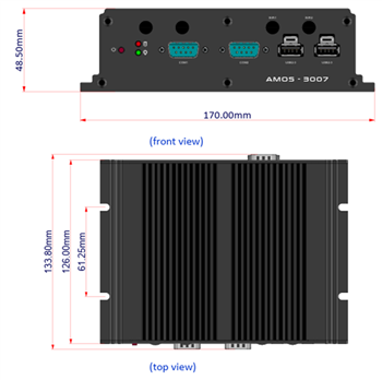 Mechanical Drawing - VIA Technologies AMOS-3007 Industrial Box PC